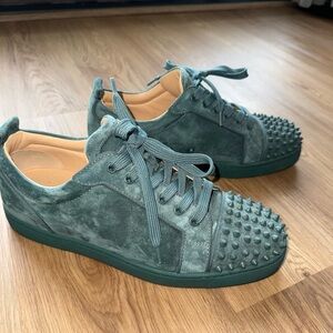 Christian Louboutin Green Spiked Suede Sneakers